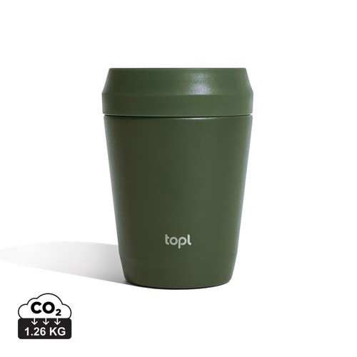 Topl Recycled Staal To Go beker gepatenteerd 360 Lid 235ml